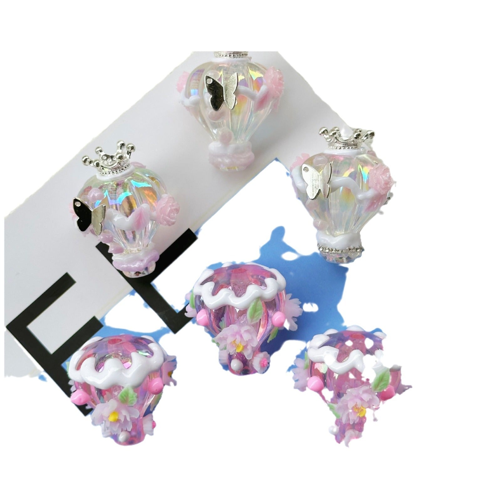 Wholesale 5pcs 3mm High Transparency Hand-painted Hot Air Balloon Beads